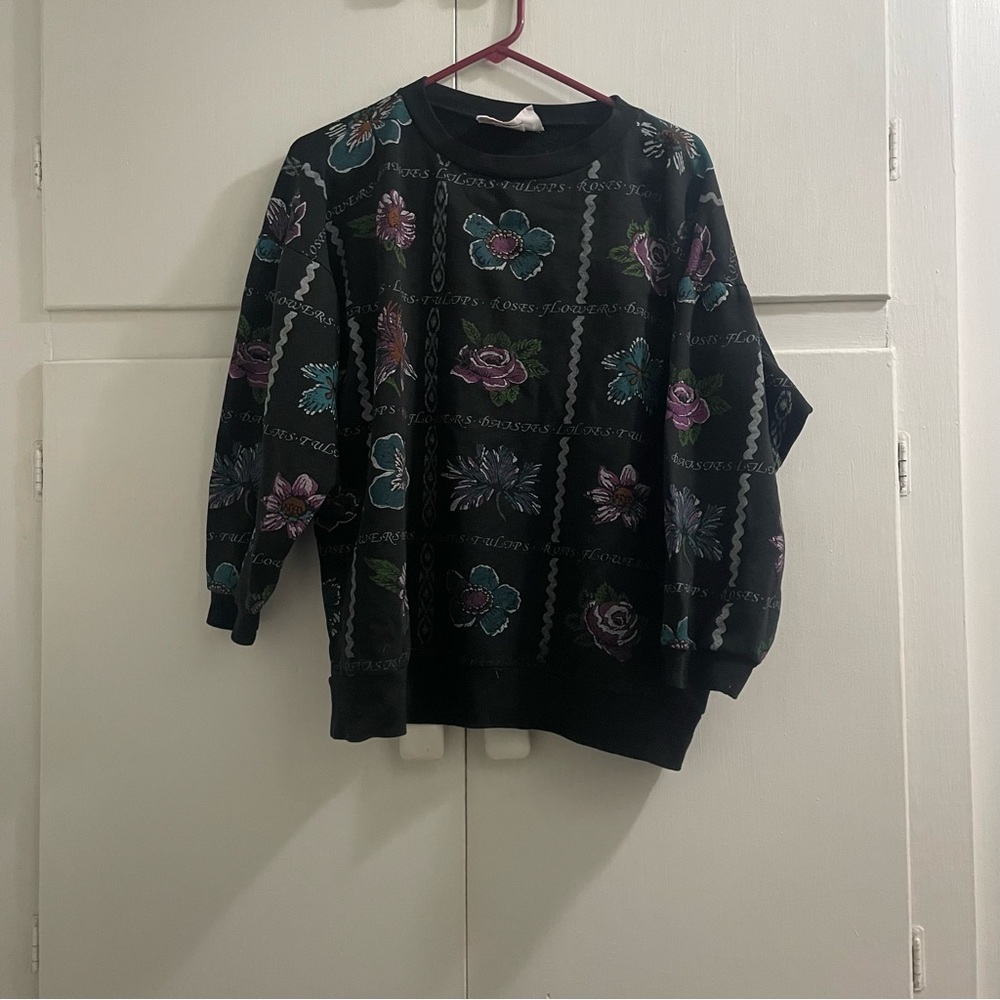Vintage 90’s Black BACIO Sweatshirt with Floral Design